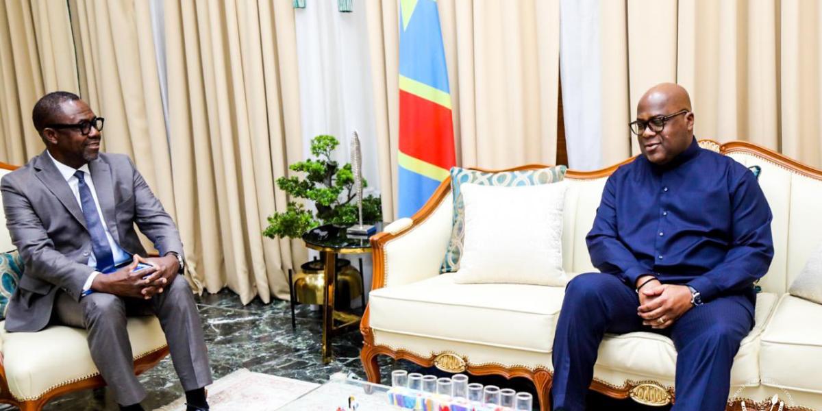 Le président de la FECOFA, Veron Mosengo-Omba et le Chef de l'État, Félix Antoine Tshisekedi 